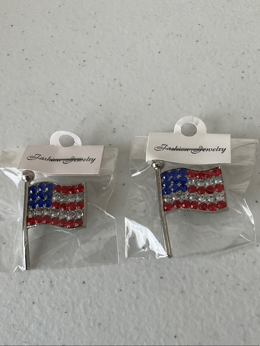 2-Fashion Jewelry Crystal American Flag Brooch Bundle